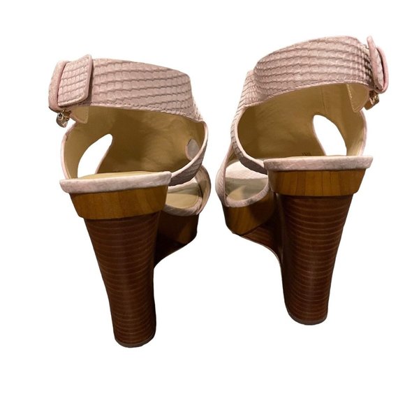 Michael Kors Josephine Wedge Soft Pink Leather Platform Sandals Womens 11M w/Box - Picture 6 of 12